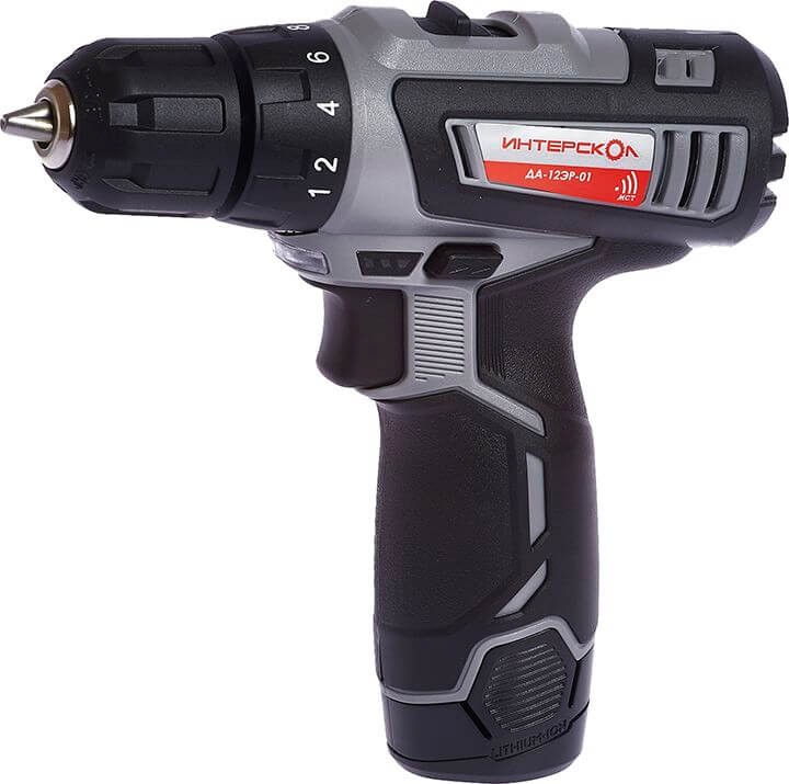 Аккумуляторная дрель-шуруповерт ИНТЕРСКОЛ ДА-12ЭР-01, Li-ion, 2 скорости, 1 аккум., 1,5Ач, ЗУ, оснастка, кейс 534.0.1.01 фото 1 — Магазин официального дилера Интерскол в России