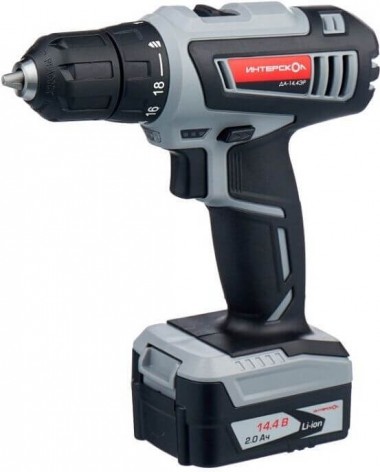 Аккумуляторная дрель-шуруповерт ИНТЕРСКОЛ ДА-14,4ЭР, Li-ion АПИ, 2 скорости, 2 аккум. 2Ач, ЗУ, оснастка, кейс 535.0.2.02 — Магазин официального дилера Интерскол в России