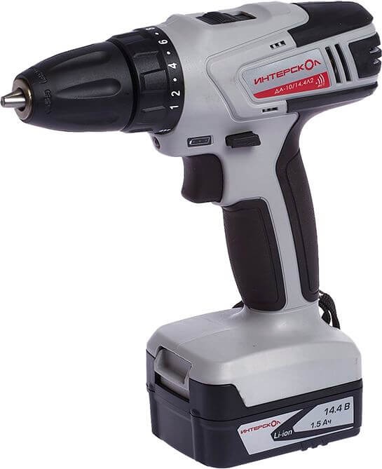 Аккумуляторная дрель-шуруповерт ИНТЕРСКОЛ  ДА-10/14,4Л2, Li-ion АПИ, 2 скорости, 2 аккум. 1,5Ач, ЗУ, кейс 425.0.2.00 фото 1 — Магазин официального дилера Интерскол в России