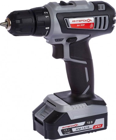 Аккумуляторная дрель-шуруповерт ИНТЕРСКОЛ ДА-18ЭР, Li-ion АПИ, 2 скорости, 2 аккум. 1,5Ач, ЗУ, оснастка, кейс 536.0.2.01 — Магазин официального дилера Интерскол в России