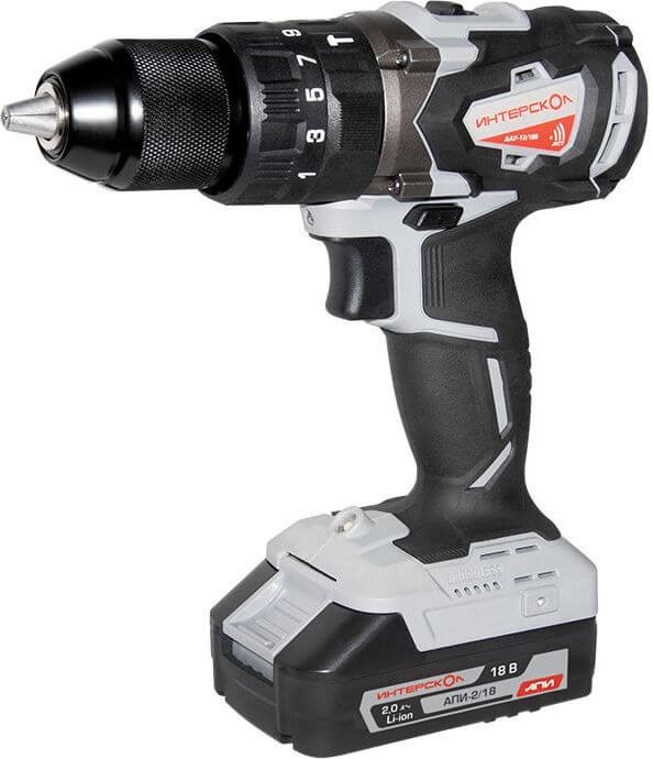 Профессиональная бесщёточная аккумуляторная ударная дрель-шуруповерт ИНТЕРСКОЛ ДАУ-13/18В, Li-ion АПИ, 2 скорости, 2 АКБ 2Ач, ЗУ, кейс, 574.2.2.70 фото 1 — Магазин официального дилера Интерскол в России