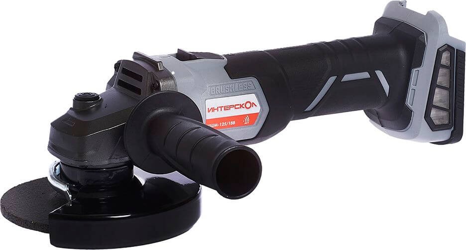 Профессиональная бесщёточная аккумуляторная углошлифовальная машина ИНТЕРСКОЛ УШМ-125/18В, Li-ion АПИ, без АКБ и ЗУ, кейс, 578.0.0.70 фото 1 — Магазин официального дилера Интерскол в России