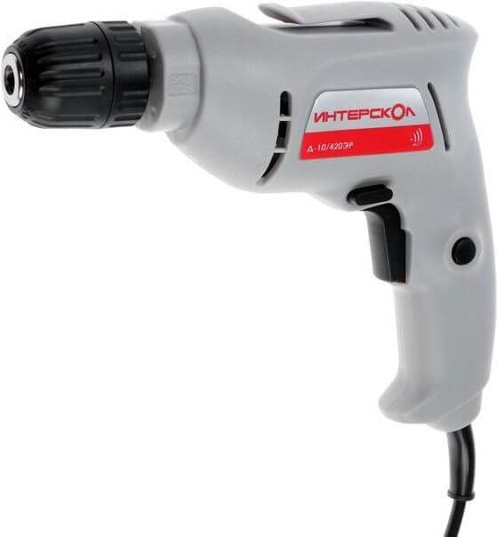 Сетевая дрель безударная ИНТЕРСКОЛ Д-10/420ЭР, 420Вт, ПРОМО 672.1.0.00 фото 1 — Магазин официального дилера Интерскол в России