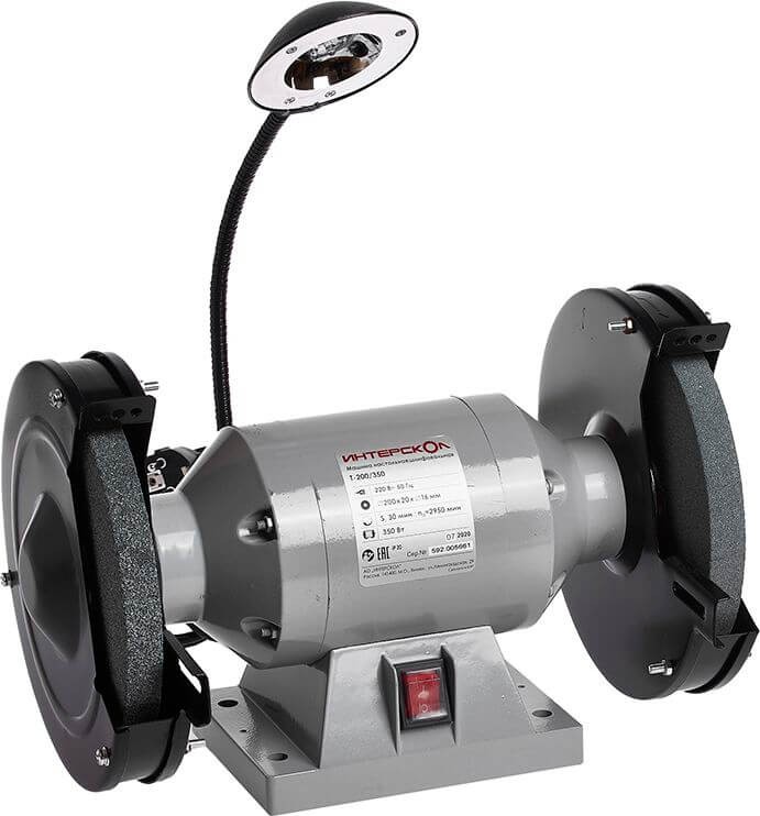 Заточная машина (точило) ИНТЕРСКОЛ Т-200/350 с подсветкой, 592.1.0.00 фото 1 — Магазин официального дилера Интерскол в России